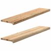 vidaXL Okenske police 2 kosa neobdelana 120x25x2 cm trdna hrastovina