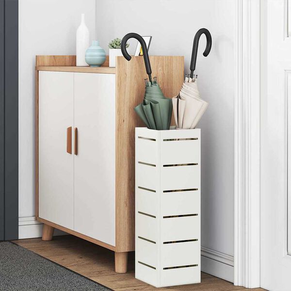 vidaXL Stojalo za dežnik Bela 15,5 x 15,5 x 49 cm Jeklo