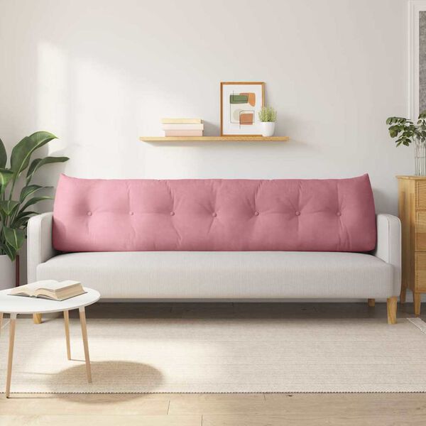 vidaXL Poglavni vzglavnik Roza 200 x 24 x 50 cm Žamet