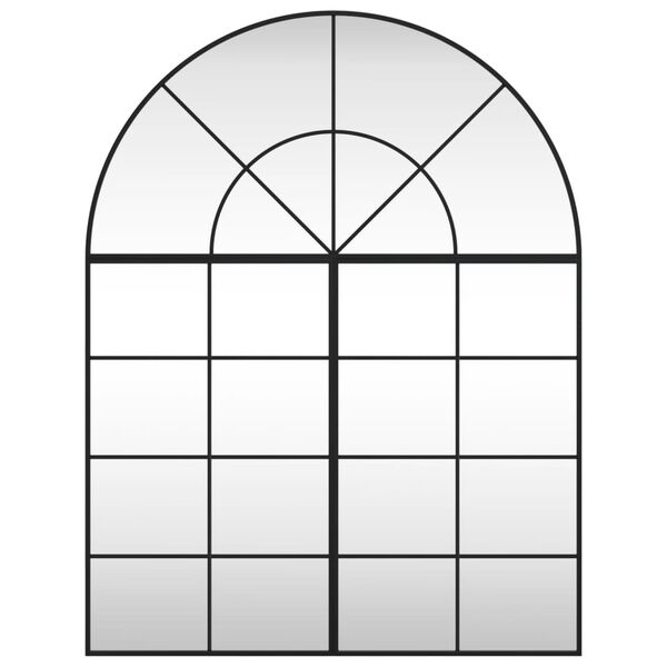 vidaXL Stensko ogledalo črno 100x130 cm obokano železo