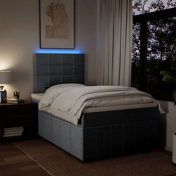 vidaXL Boxspring postelja z vzmetnico svetlo siva 120x190 cm blago