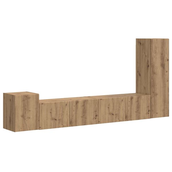 vidaXL Komplet TV omaric 3 pcs Umetni hrast Konstruiran les