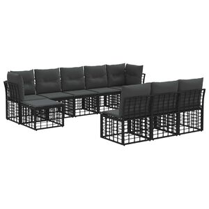 vidaXL Zunanja garnitura za sedenje 4 pcs Črna in Temno siva Poliester