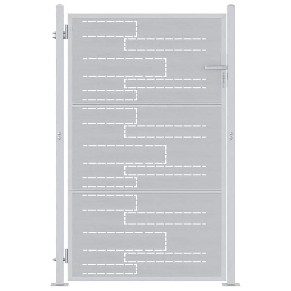 vidaXL Vrtna vrata s ključavnico srebrna 100 x 125 cm Nerjaveče jeklo