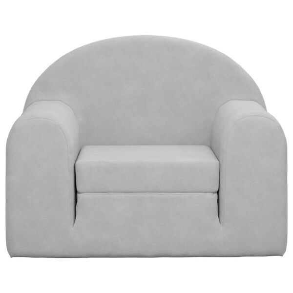 vidaXL Otro&scaron;ki raztegljiv kavč svetlo siv mehak pli&scaron;