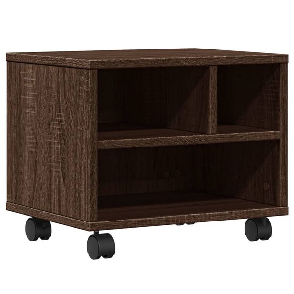 vidaXL Stojalo za tiskalnik s kolesi rjavi hrast 41x32x34,5 cm