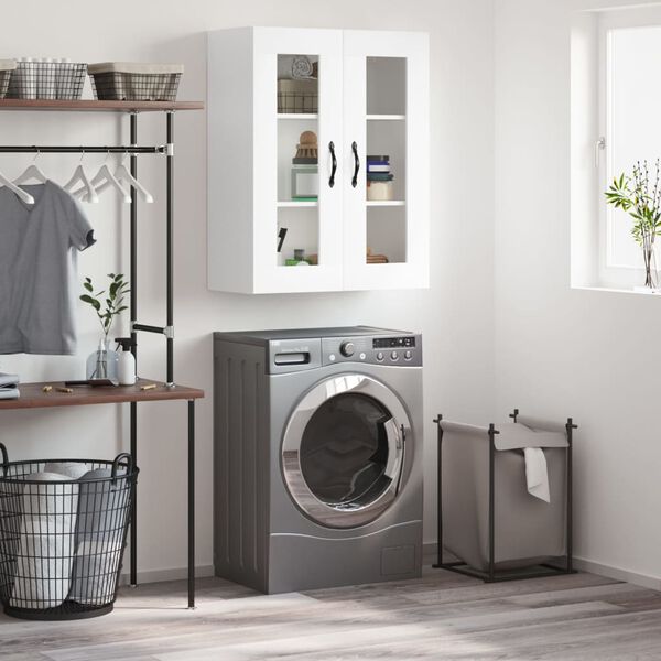 vidaXL Stenska omarica bela 69,5x34x90 cm inženirski les