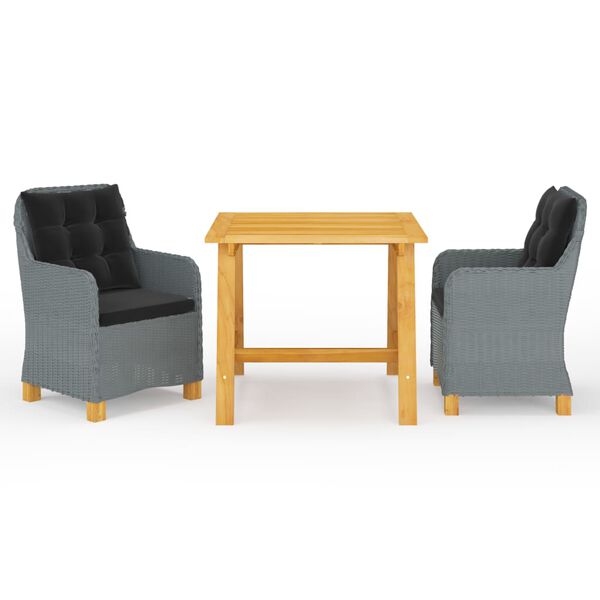 vidaXL Vrtna jedilna garnitura 3-delna svetlo siva