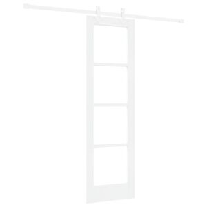 vidaXL Drsna vrata Bela 61 x 198,5 cm Trden borov les in steklo