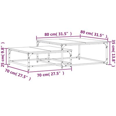 vidaXL Komplet klubskih mizic 2-delni črn inženirski les