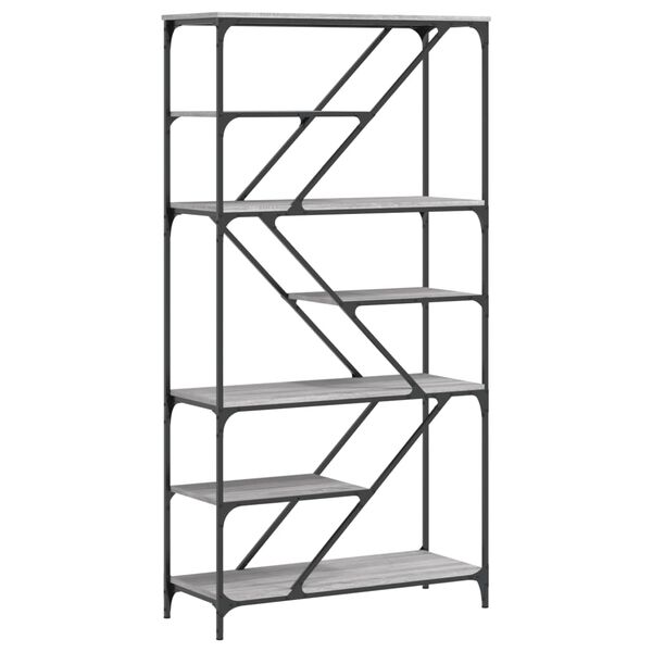 vidaXL Knjižna polica siva sonoma 91x36x176 cm inž. les in jeklo