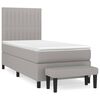 vidaXL Box spring postelja z vzmetnico svetlo siv 100x200 cm blago