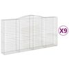 vidaXL Obokane gabion ko&scaron;are 9 kos 400x50x200/220 cm pocinkano železo