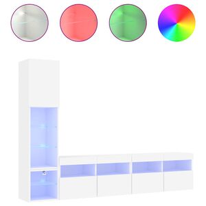 vidaXL Komplet TV omaric LED 4-delni bel inženirski les