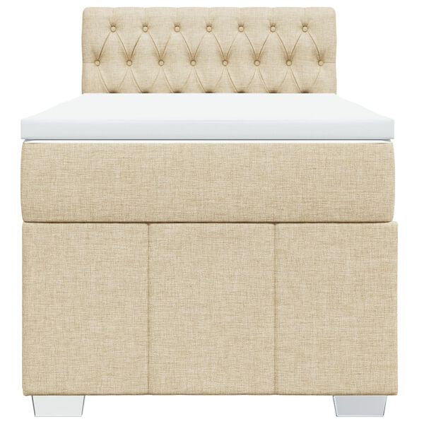 vidaXL Box spring postelja z vzmetnico krem 90x200 cm blago