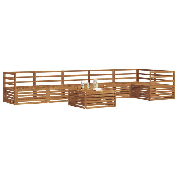 vidaXL Zunanja garnitura za sedenje 7 pcs Naravna Masiven les akacije