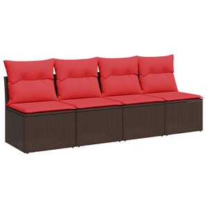 vidaXL Vrtni kavč z blazino Rjava 220 x 62 x 69 cm poli ratan