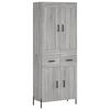 vidaXL Visoka komoda siva sonoma 69,5x34x180 cm inženirski les