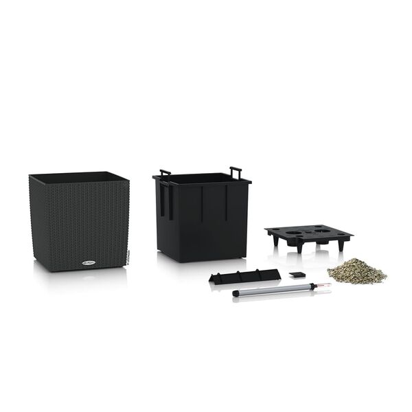 LECHUZA Cvetlično korito CUBE Cottage 40 ALL-IN-ONE granit