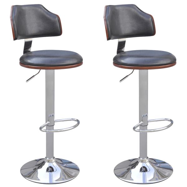 vidaXL Barski stolček 2 kosa okvir iz ukrivljenega lesa umetno usnje