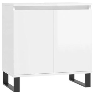 vidaXL Kopalni&scaron;ka omarica visok sijaj bela 58x33x60 cm inženirski les