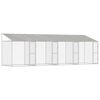 vidaXL Pasja kletka s streho srebrna 800 x 200 x 256 cm Jeklo in PE
