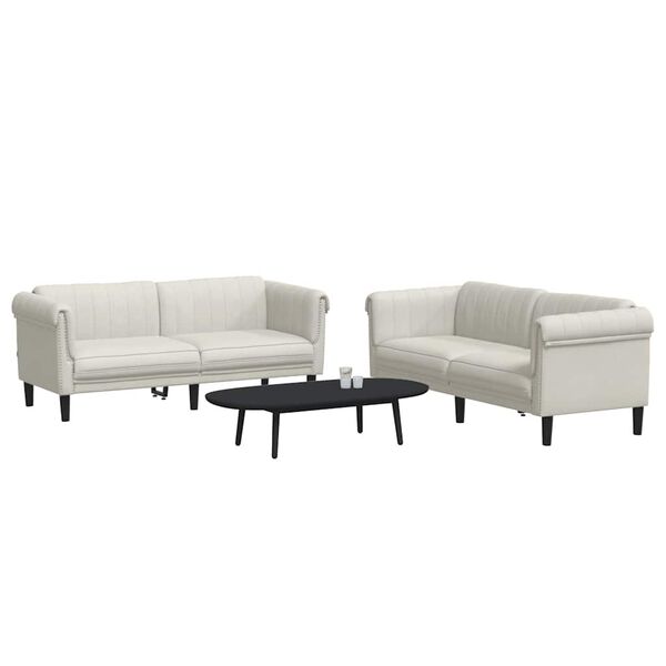 vidaXL Sedežna garnitura 2-delna krem žamet