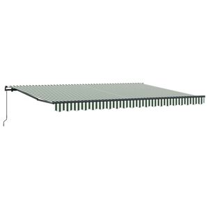 vidaXL Vlečna tenda Zelena in Bela 450 &times; 300 cm Poliester in aluminij