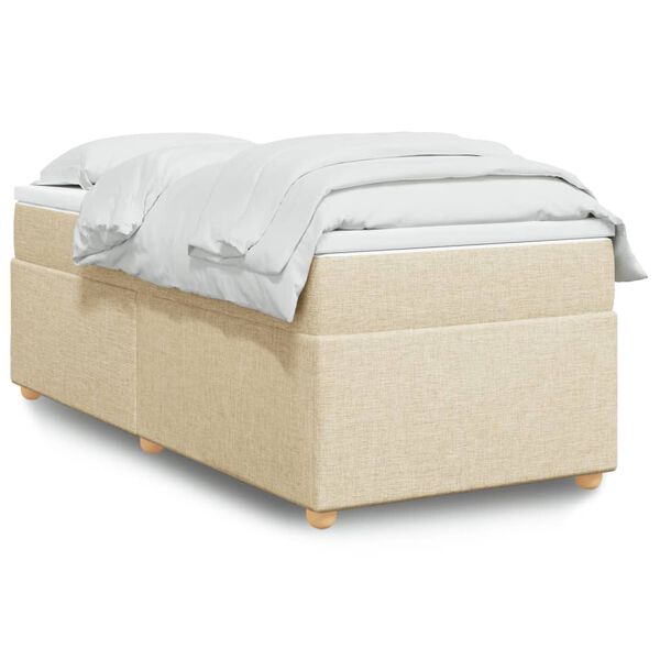 vidaXL Box spring postelja z vzmetnico krem 90x200 cm blago