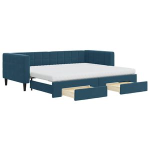 vidaXL Izvlečna dnevna postelja s predali modra 90x200 cm žamet