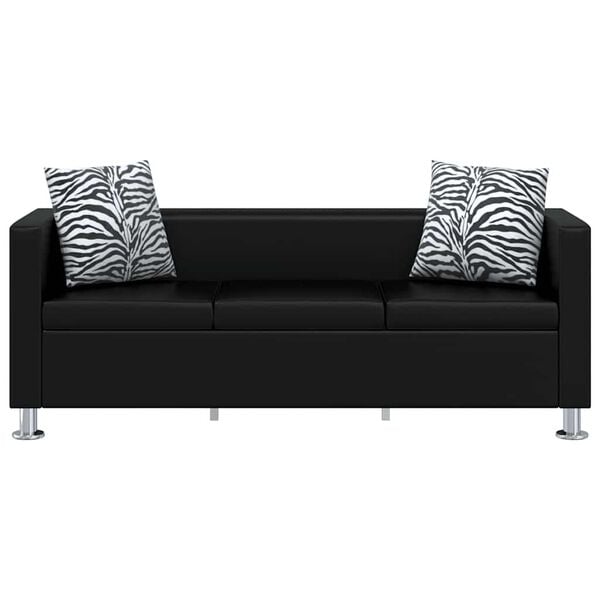 vidaXL Komplet kavčev umetno usnje trosed in dvosed črne barve