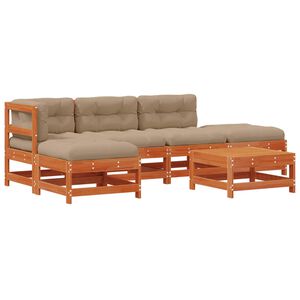 vidaXL Vrtna dnevna garnitura 5 pcs Voskan Rjava Masivna borovina