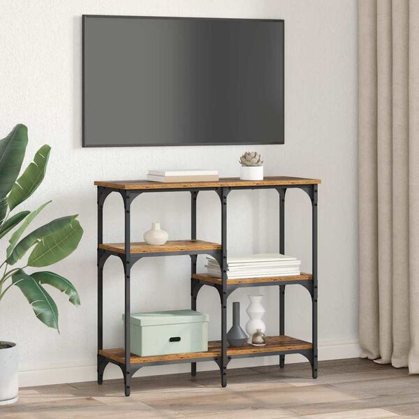 vidaXL Konzolna miza s polico Star les 80 x 29 x 75 cm Konstruiran les