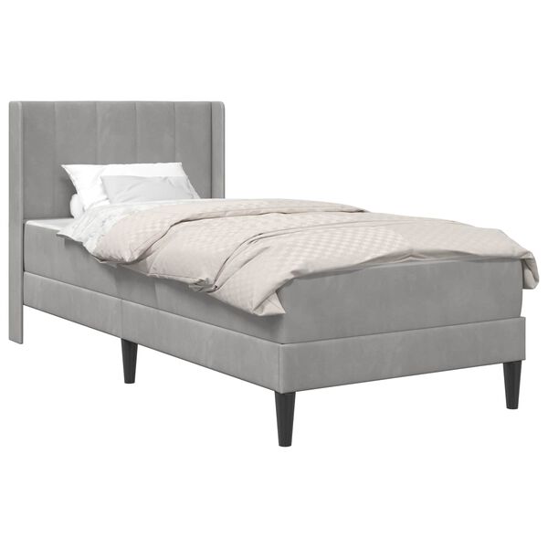 vidaXL Konstrukcija postelje z vzmetnico Svetlo siva 80 x 200 cm Žamet