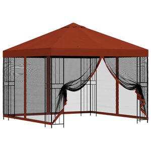 vidaXL Vrtni gazebo s stranskimi stenami 3 x 3 m Terakota