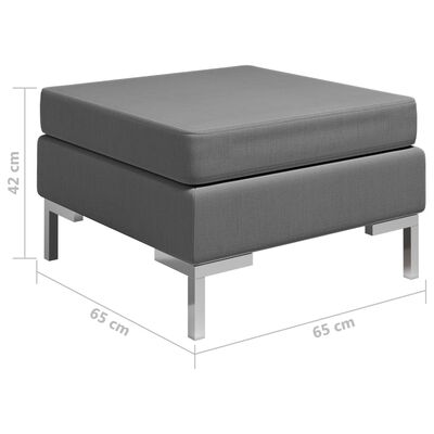 vidaXL Sekcijski stolček za noge z blazino blago temno siv
