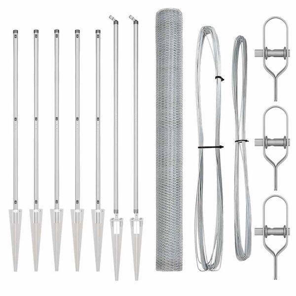 vidaXL Steber ograje. srebrna 10 x 1,6 m (13 mm mreža) Jeklo