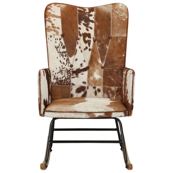 vidaXL Gugalni stol rjavo pravo usnje