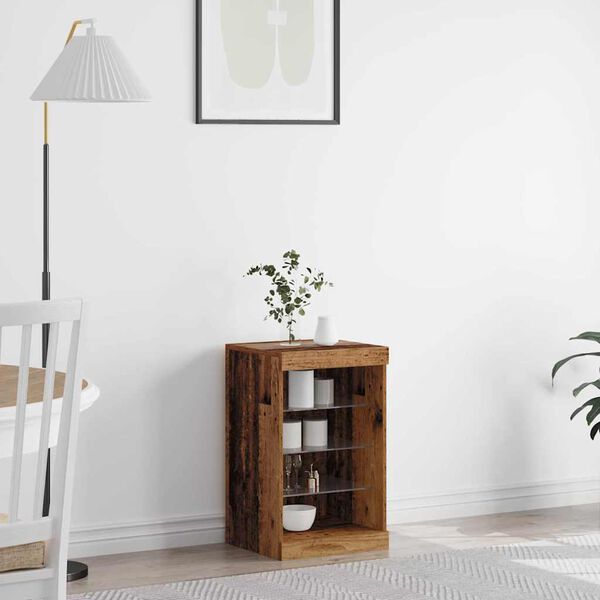 vidaXL Strani šal z LED lučmi Star les 41 x 37 x 67 cm Konstruiran les