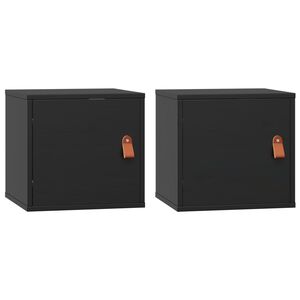 vidaXL Stenska omarica 2 kosa črna 31,5x30x30 cm trdna borovina