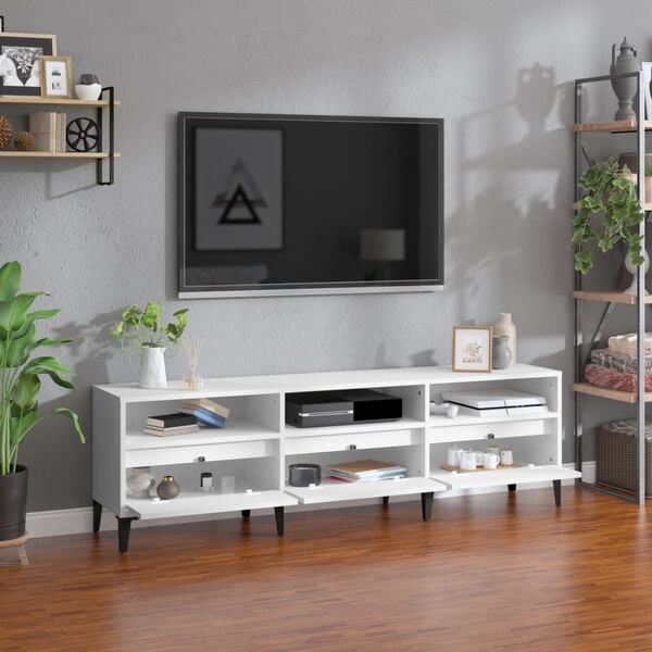 vidaXL TV omarica bela 150x30x44,5 cm inženirski les