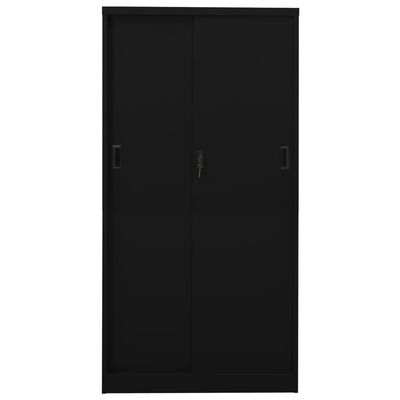 vidaXL Pisarniška omara z drsnimi vrati črna 90x40x180 cm jeklo