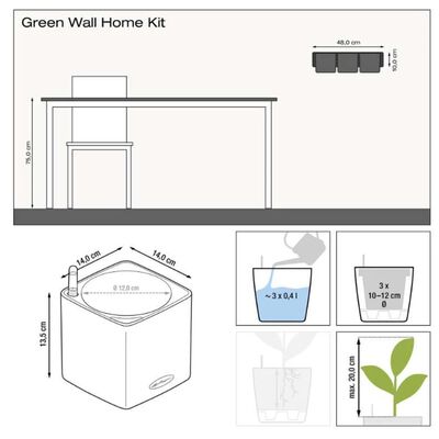 LECHUZA Cvetlična korita 3 kosi Green Wall Home Kit barva skrilavca