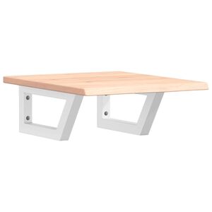 vidaXL Stenska polica za umivalnik jeklo in trdna hrastovina