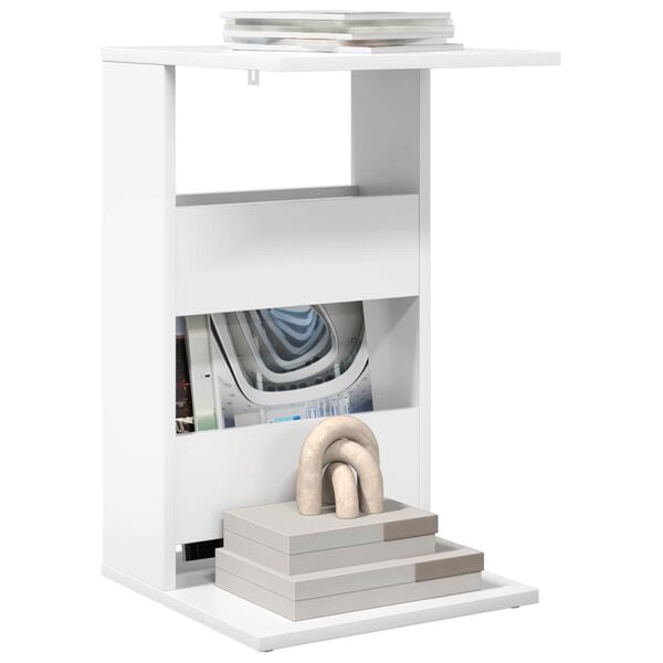 vidaXL Stranska miza Bela 40 x 35 x 60,5 cm Konstruiran les