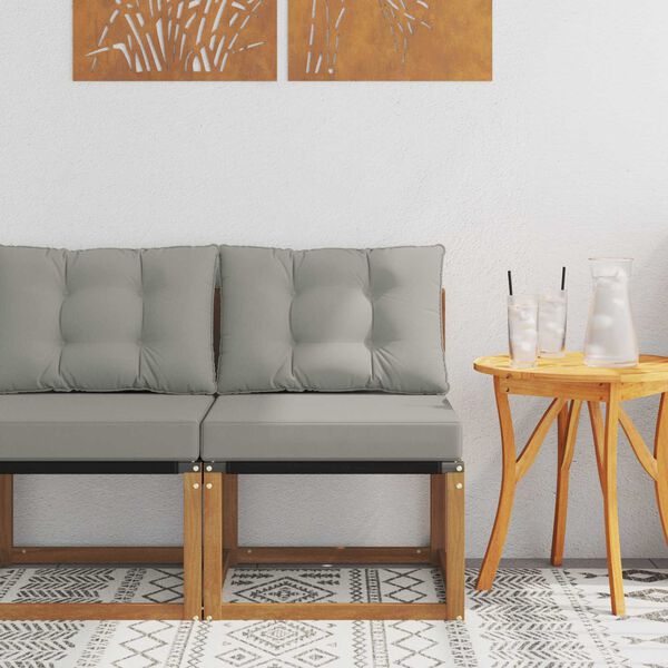 vidaXL Zunanja srednja sofa Trdni akacijev les in tkanina Textilene