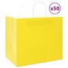 vidaXL Papirnate vrečke 50 kosov z ročaji rumena 32x22x28 cm