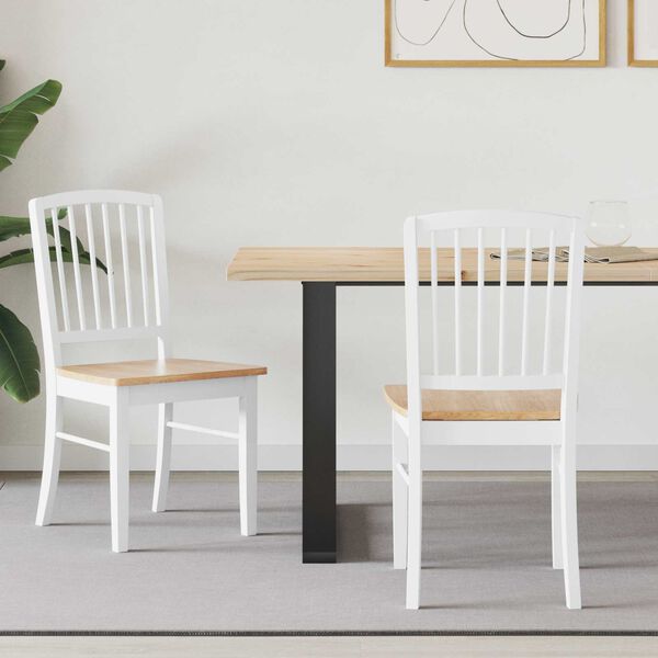 vidaXL Jedilni stoli 2 pcs Bela 50 x 52,5 x 91 cm Masivno gumovo les