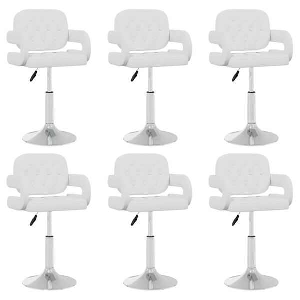 vidaXL Vrtljivi jedilni stoli 6 kosov belo umetno usnje