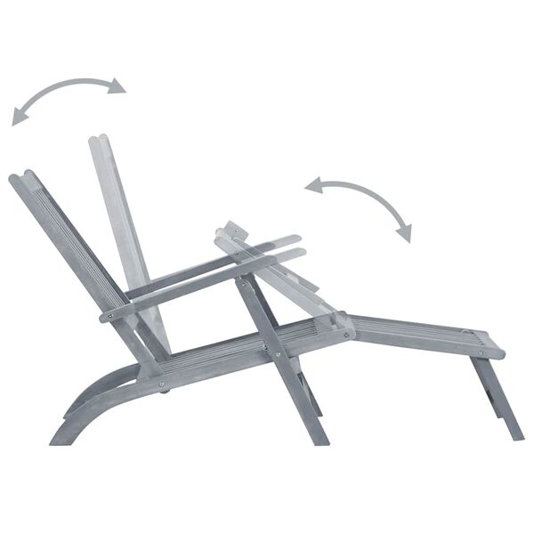 vidaXL Ležalnik z naslonjalom za noge in blazino trden akacijev les